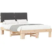 vidaXL Bedframe met gestoffeerd hoofdeinde, donkergrijs, 140 x 190 cm