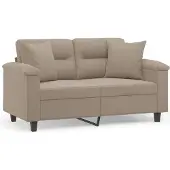 vidaXL Tweezitsbank met kussens 120 cm microvezelstof taupe