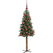 vidaXL Slanke Kerstboom Groen 150 cm PVC en massief dennenhout