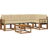 vidaXL Buiten bank set 6 st Natuurlijk en Beige