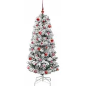 vidaXL Kunstmatige Hinged Kerstboom met 150 LED Groen en Wit 150 cm