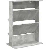 vidaXL Tijdschriftenrek Beton Grijs 70 x 41 x 96 cm Bewerkt hout