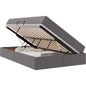 vidaXL Opslag bed met matras met opslag 2 st Grijs Leer
