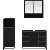 vidaXL Badkamerkastset, 3 stuks, zwart, eikenlook, 80 x 33 x 60 cm