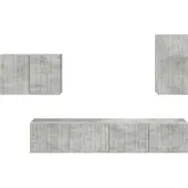 vidaXL Tv Wandkast Set 4 st Beton Grijs Bewerkt hout
