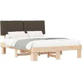 vidaXL Bedframe met Gevoerde Hoofdbord Taupe 160 x 200 cm