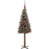 vidaXL Slanke Kerstboom Groen 150 cm PVC en massief dennenhout