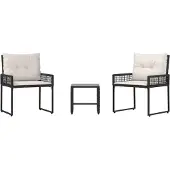 vidaXL Buitenmeubels set 3 st Zwart en Wit