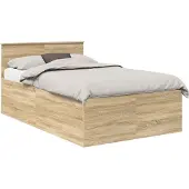 vidaXL Bedframe met hoofdeinde Sonoma Eiken 120 x 200 cm Bewerkt hout
