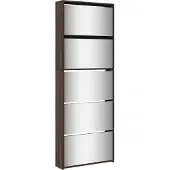 vidaXL Schoenenkast met spiegel 5-laags 63x17x169,5 cm bruineikenkleur