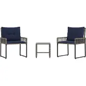 vidaXL Buitenmeubels set 3 st Grijs en Marineblauw
