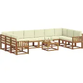vidaXL Buiten bank set met kussen 11 pcs Natuurlijk en Crème