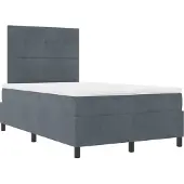 vidaXL LED Box Spring Bed Donkergrijs 120 x 190 cm Fluweel