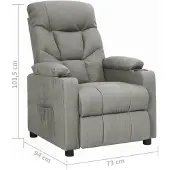 vidaXL Fauteuil verstelbaar stof lichtgrijs
