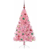 vidaXL Kunststof Voorverlichte Kerstboom met 150 LED Roze 150 cm PVC