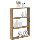 vidaXL - Wandschap - 43x9x60 - cm - bewerkt - hout - artisanaal - eikenkleurig