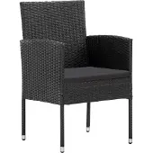 vidaXL 9-delige tuinset, zwart, van polyrotan en staal