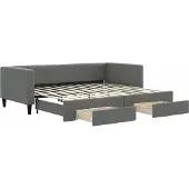vidaXL Slaapbank onderschuifbed en lades 90x200 cm stof donkergrijs