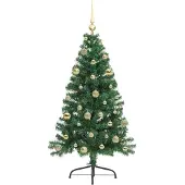 vidaXL Kunststof Voorverlichte Kerstboom met 150 LED Groen 150 cm PVC