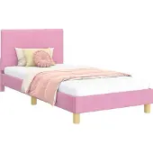 vidaXL Kinderen bedframe met hoofdboard Roze 90 x 190 cm Stof