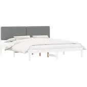 vidaXL Bedframe met Gevoerde Hoofdbord Lichtgrijs 200 x 200 cm