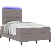 vidaXL Boxspring bed met LED-stripverlichting Taupe 120 x 190 cm Stof