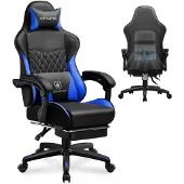 GTPLAYER - Gamingstoel Hoge Rugleuning - Met Voetsteun en Afneembare Hoes - Blauw