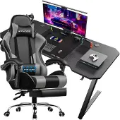 GTPLAYER - Verstelbare Relaxstoel - Met Voetensteun en Cuphouders - Grijs