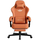 GTPLAYER - Gamingstoel Bureaustoel - Met 160° Verstelbare Rug - Oranje Kunstleer