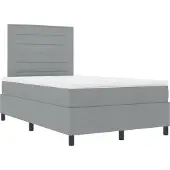 vidaXL Boxspring bed met matras met LED Lichtgrijs 120 x 190 cm Stof