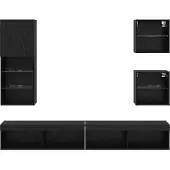vidaXL TV wand eenheden met LED 5 st Zwart Eiken 100 x 30 x 30 cm
