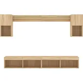 vidaXL 6-delige Tv-wandmeubelset met LED bewerkt hout sonoma eiken