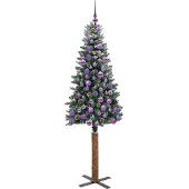 vidaXL Slanke Kerstboom Groen 180 cm PVC en massief dennenhout