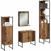 vidaXL Badkamermeubel Set 4 pcs Bruin 33 x 33 x 185,5 cm Bewerkt hout