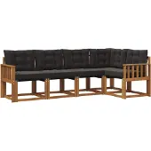 vidaXL Buiten bank set 5 st Natuurlijk en zwart