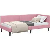 vidaXL Hoek Bed Frame met hoofdeinde Roze 100 cm x 200 cm Fluweel