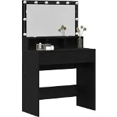 vidaXL Kaptafel Zwart Eiken 80 x 41 x 134,5 cm Bewerkt hout