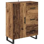 vidaXL Highboard 2 pcs Oudhout 69,5 x 34 x 180 cm Bewerkt hout en glas