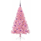 vidaXL Kunststof Voorverlichte Kerstboom met 150 LED Roze 150 cm PVC
