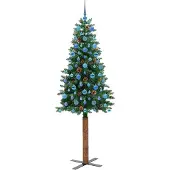 vidaXL Slanke Kerstboom Groen 210 cm PVC en massief dennenhout