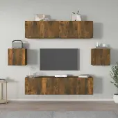 Prolenta Maison Exclusive - TV-meubelset, 6-delig, van gerookt eikenfineer op houtvezelplaat