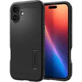 Spigen Tough Armor Hoesje Geschikt voor Apple iPhone 16 | Compatibel met MagSafe | Back Cover Militaire Standaard | Kickstand | Zwart