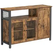 Vasagle Keukenkast met 3 deuren, vintage bruin-zwart