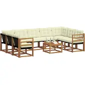 vidaXL - Buiten - bank - set - 10 - pcs - Natuurlijk - en - Crème - Massief - Acacia - Hout
