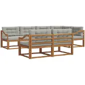 vidaXL Buiten bank set 8 st Naturel en lichtgrijs
