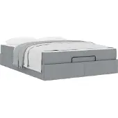 vidaXL Bedframe met matras 2 st Lichtgrijs Stof