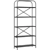 vidaXL Boekenplank 5-laags 80 x 30 x 183 cm Bewerkt hout Zwart Eiken