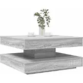 vidaXL Salontafel 360 graden draaibaar 70x70x34,5cm grijs sonoma eiken