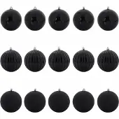 vidaXL Kerstbal Set XL 15 st Zwart Ø 10 cm Kunststof LED's