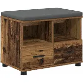 vidaXL Hallenbank Oudhout 60 x 38 x 46 cm Geengineerd Hout en Stof